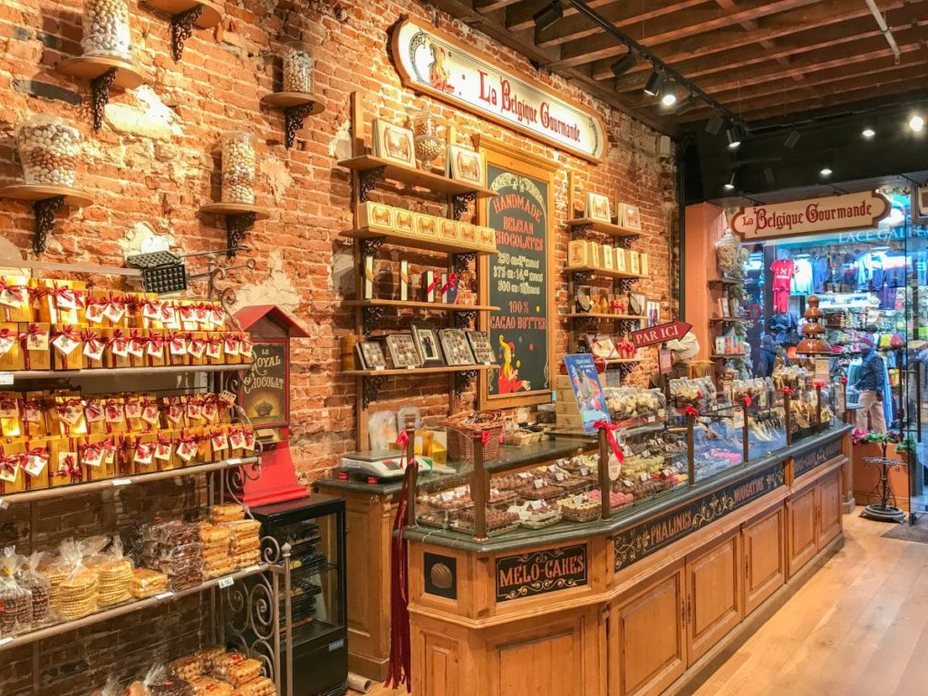 one of the many chocolate shops in Brussels