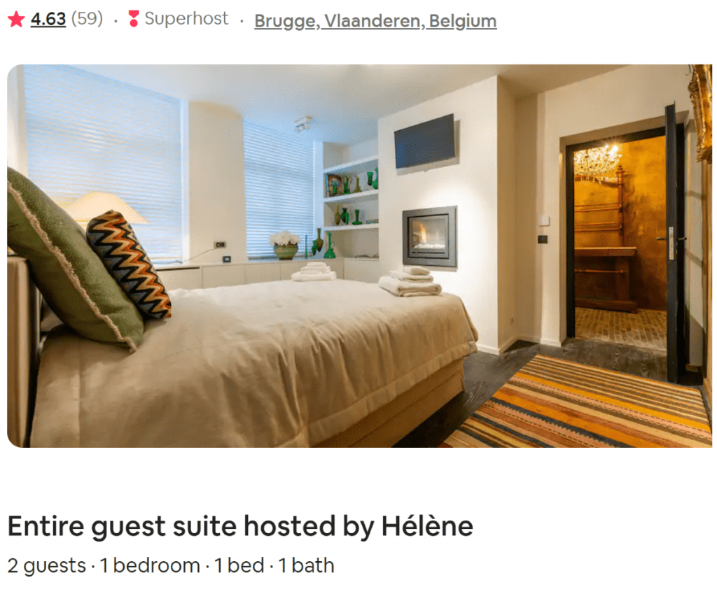 designer suite Airbnb Bruges Belgium