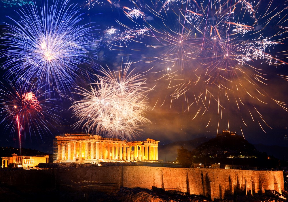 Fireworks on New Year's Eve in Athens