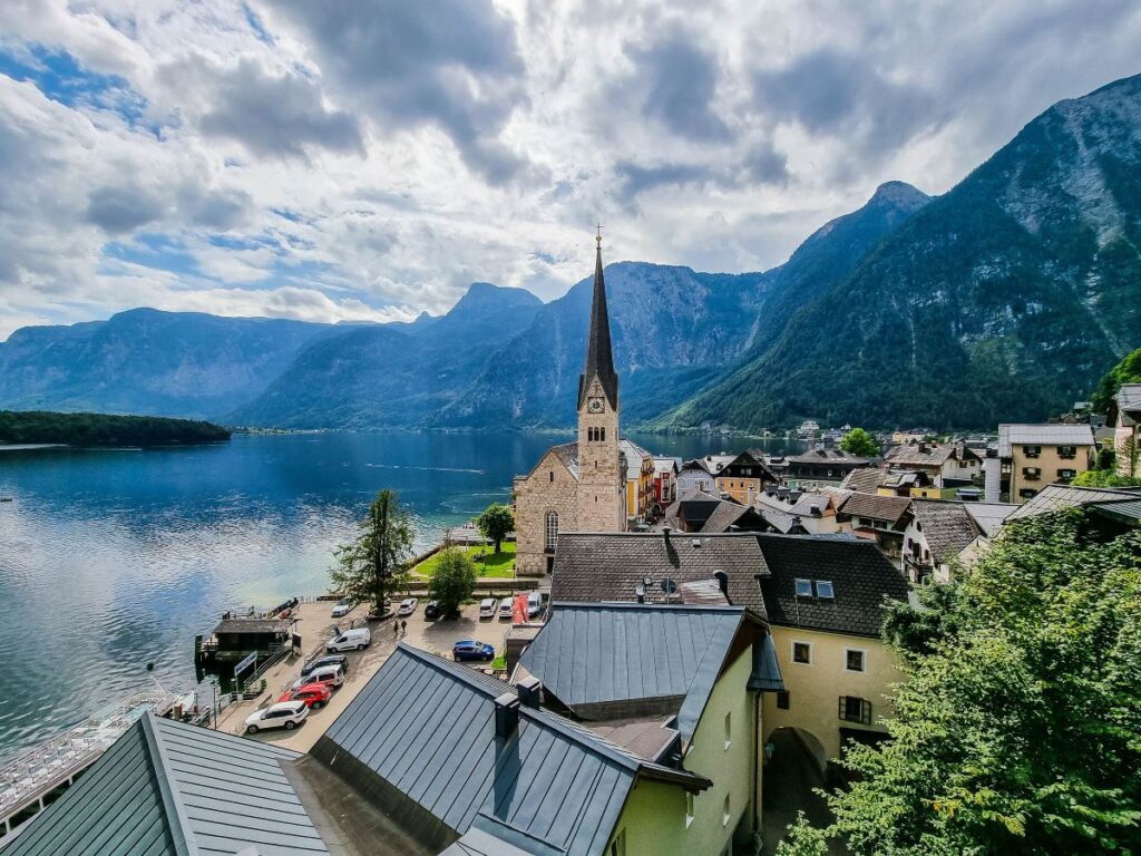 View over Hallstatt in Austria in spring