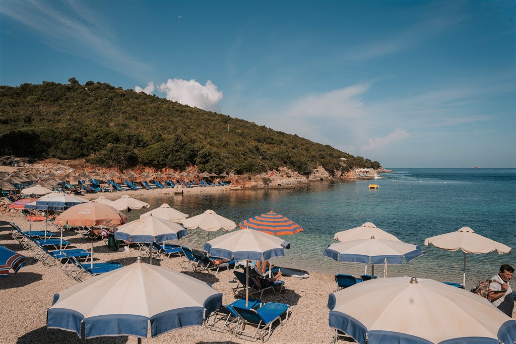 beach in Ksamil, Albania in spring