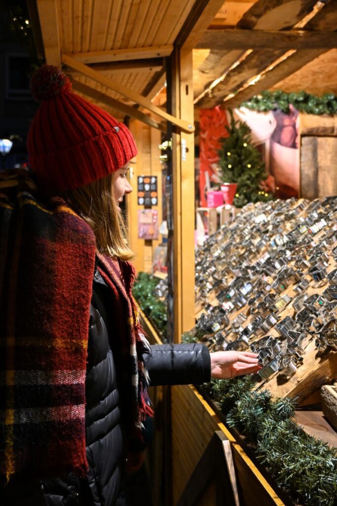 looking at Christmas stands
