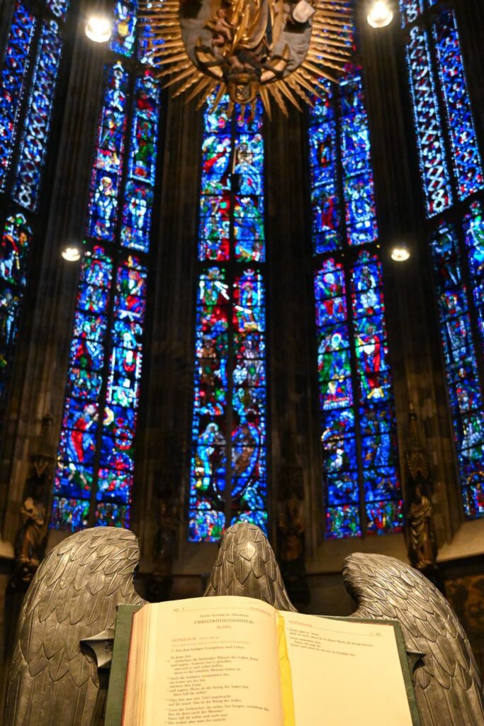 glass stained windows in the dom of Aachen