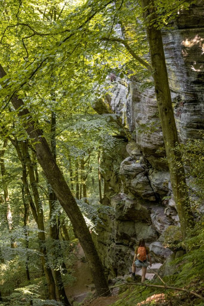 Hiking part of Mullerthal Trail in Berdorf