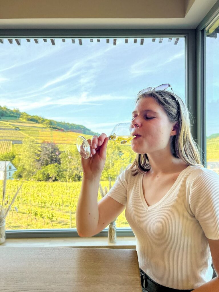 Tasting crémant at winery Jeff Konsbrück
