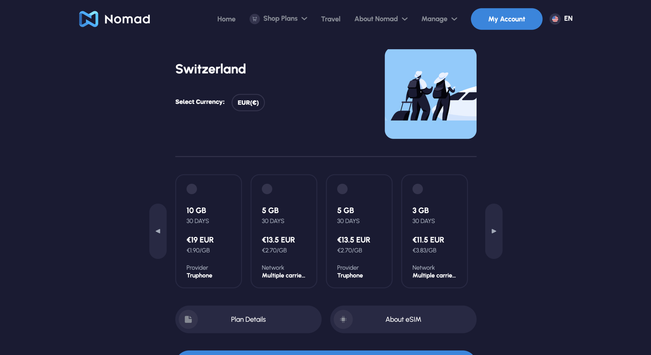 Nomad eSIM data options for Switzerland