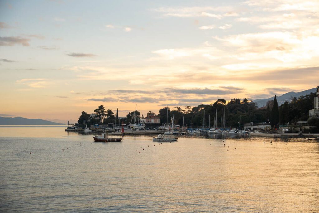 Opatija harbour at sunset